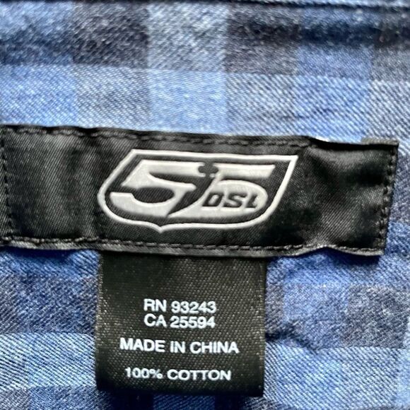 55DSL (Diesel) Blue Plaid Button Down Shirt - Picture 4 of 4